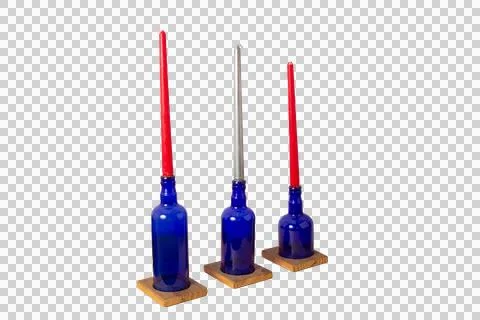 Colored bottle candle holders Stock Photos
