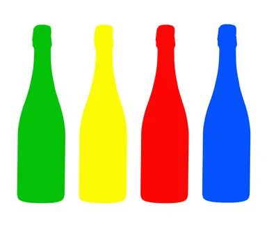 Colored bottle-shaped objects on a white background Stock Illustration