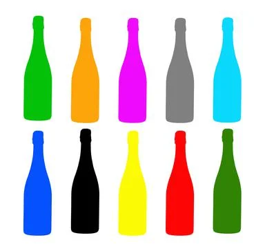 Colored bottle-shaped objects on a white background Stock Illustration