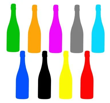 Colored bottle-shaped objects on a white background Stock Illustration