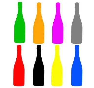 Colored bottle-shaped objects on a white background Stock Illustration