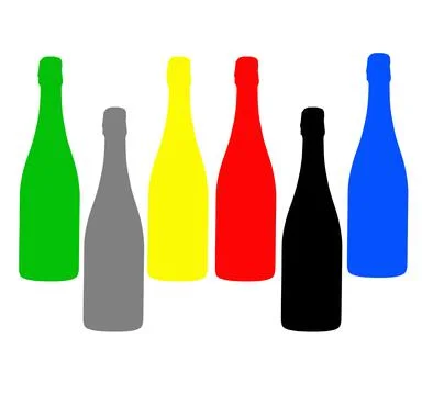 Colored bottle-shaped objects on a white background Stock Illustration