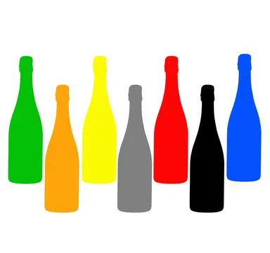 Colored bottle-shaped objects on a white background Stock Illustration