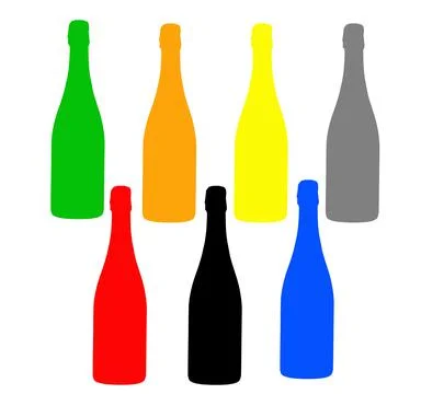 Colored bottle-shaped objects on a white background Stock Illustration