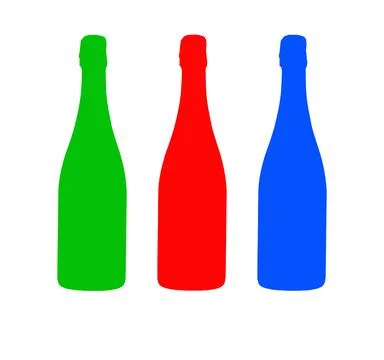 Colored bottle-shaped objects on a white background Stock Illustration