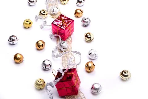 Colored boxes and jingles Stock Photos