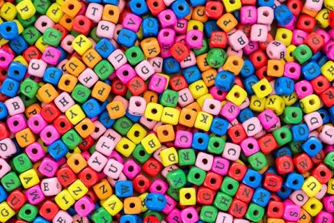 Colored boxes with black characters 스톡 사진