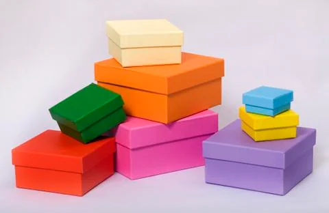Colored boxes for gifts Stock Photos