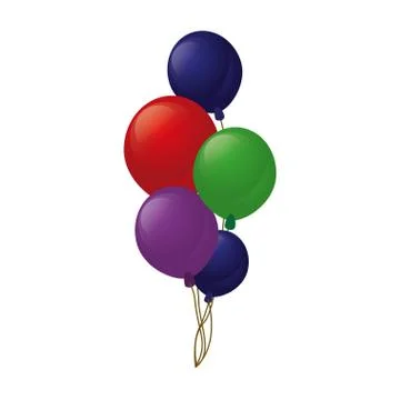 Colored branch balloons party Stock Illustration