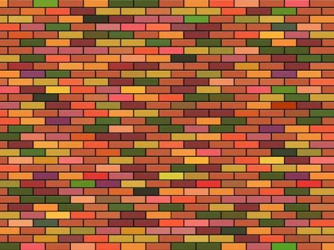 Colored brick wall. Multicolored tiles. Vector geometric pattern. イラスト素材