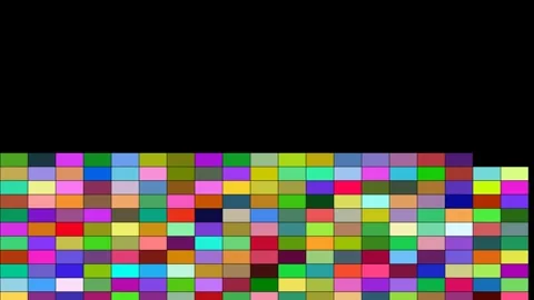 Colored brick wall in the shape of a rectangle that is built from the bottom up Stock Footage 302580949