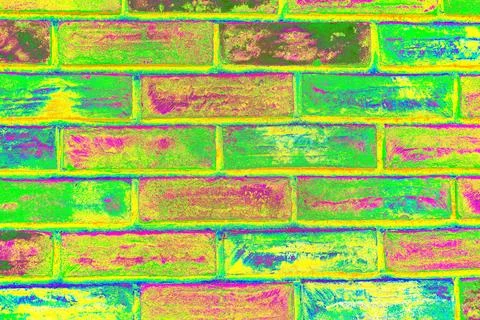 Colored brickwork modified color scheme, abstract, colorful background Stock Photos