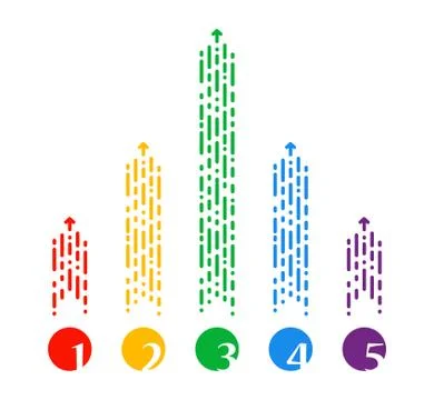Colored bright dotted arrows flying up. Set arrow in a modern Stock Illustration