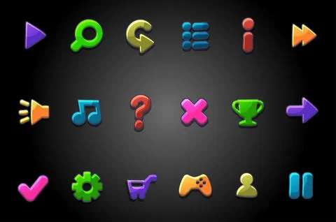Colored bright round buttons for the game. Stock Illustration