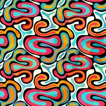 Colored bright seamless pattern in graffiti style on a black background Illustrazione stock