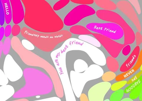 Colored bubble background with inspirational quotes about friendship Stock Illustration