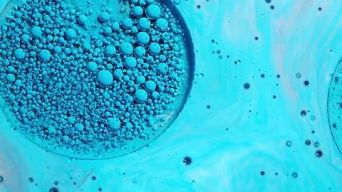 Colored bubbles of paint on the oil surface Stock Footage 81146767