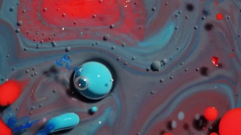 Colored bubbles of paint on the oil surface Stock-Footage 81247056