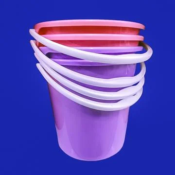 Colored buckets Stock Photos