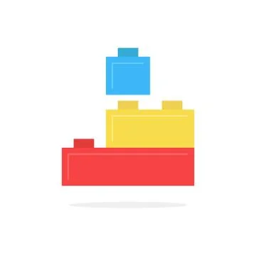 Colored building block toy with shadow Ilustración de archivo