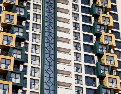 Colored building with windows Stock Photos