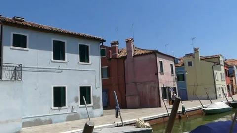 Colored Buildings in Burano Stock Footage 97357468