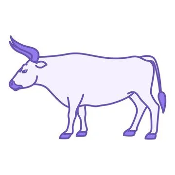 Colored Bull Icon. Vector Illustration. Even-toed Ungulates Mammal, Cattle... Ilustração Stock