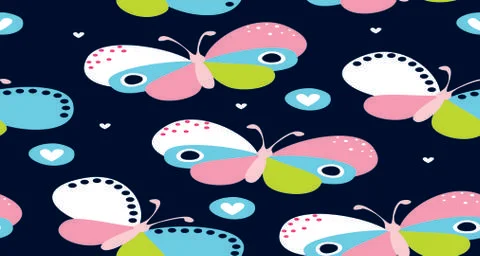 Colored butterflies cartoon styles pattern Stock Illustration