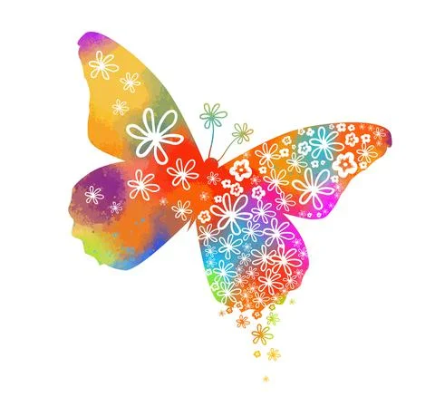 Colored butterfly from flowers. Vector illustration Stock Illustration
