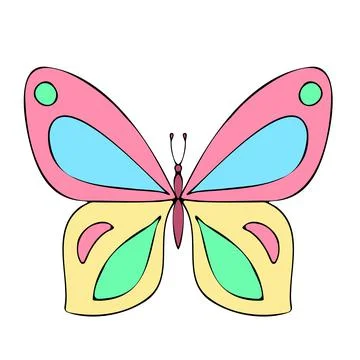 Colored Butterfly , vector illustration, icon. Illustrazione stock