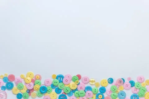 Colored buttons at the bottom on a white background. Place for text. Green, blue Stock Photos