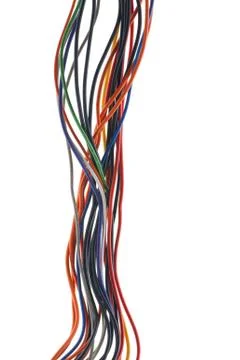 Colored cable on white closeup Foto stock