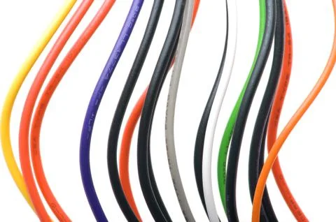 Colored cable on white macro Foto stock