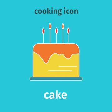 Colored cake icon. Vector, flat illustration of cake. Bright confection. イラスト素材