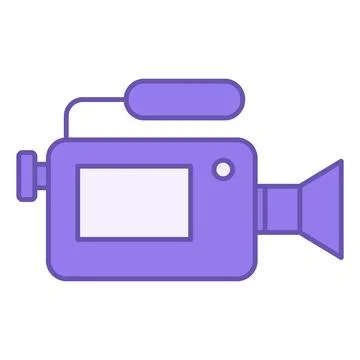 Colored Camera Icon. Vector Icon of Video Camera with Microphone. Concept o.. Stock Illustration