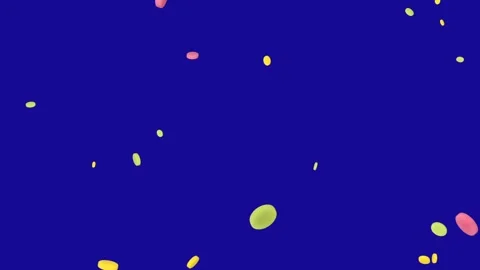 Colored Candies falling down from the top blue screen Stock Footage 322790315