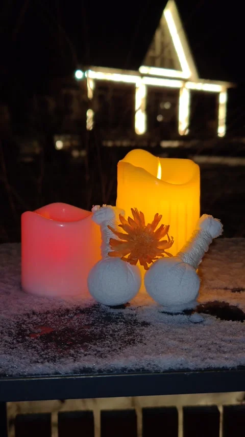 Colored candles, beautiful composition, flickering in the dark, lights in the ba 스톡 동영상 325051090