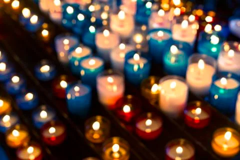 Colored candles with Blur Stock Photos