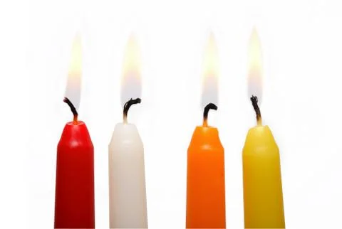 Colored candles on white Stock-Fotos