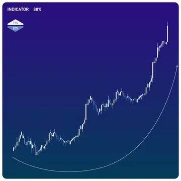 Colored candlesticks corresponding to the actual values are depicted in thi.. Stock Illustration