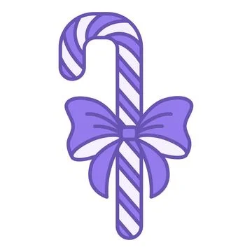 Colored Candy Cane Icon. Vector Icon. Sweet Candy with Bow. Christmas and H.. Stock Illustration