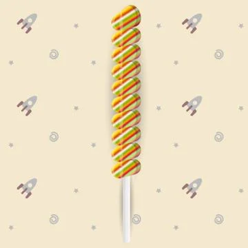 Colored candy on seamless background with rockets Stock Illustration