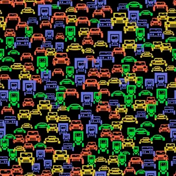 Colored Car Silhouette Seamless Pattern Illustrazione stock