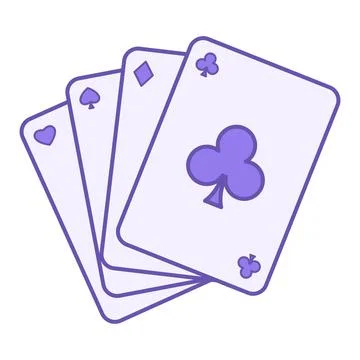 Colored Card Game Icon. Vector Icon. Four Suits of Playing Cards. Poker. Ga.. Stock Illustration