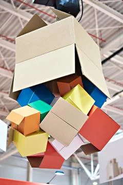 Colored cardboard boxes Stock Photos