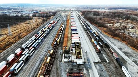 Colored Cargo Containers - CSX Railyard - Syracuse, NY Foto stock