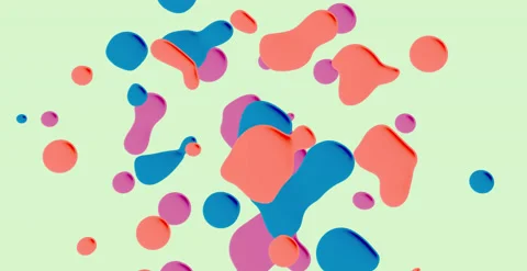 Colored Cartoon Liquid Ink Bubbles Shapes Splash Motion Flow Explosion Stock Footage 195105711