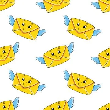 Colored cartoon seamless pattern. Cartoon style. Valentine's Day. Hand drawn. Stock Illustration