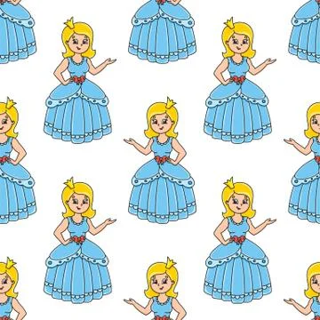 Colored cartoon seamless pattern. Cartoon style. Hand drawn. Vector illustrat 스톡 일러스트