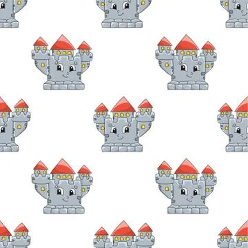 Colored cartoon seamless pattern. Cartoon style. Hand drawn. Vector illustrat Stock Illustration